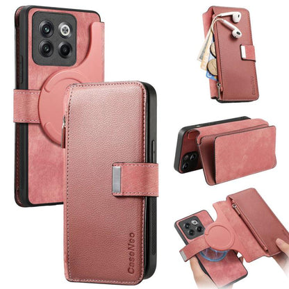 CaseNeo MagSafe RFID Anti-theft Zipper Wallet Retro Leather Phone Case, Compatible with OnePlus 12