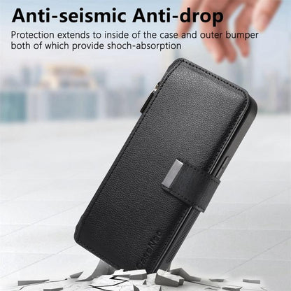 CaseNeo MagSafe RFID Anti-theft Zipper Wallet Retro Leather Phone Case, Compatible with OnePlus 11