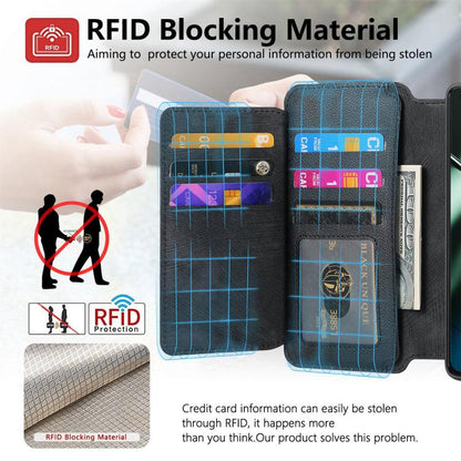 CaseNeo MagSafe RFID Anti-theft Zipper Wallet Retro Leather Phone Case, Compatible with OnePlus 11