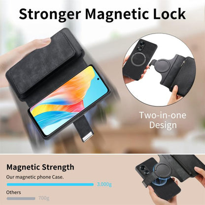 CaseNeo MagSafe RFID Anti-theft Zipper Wallet Retro Leather Phone Case, For OPPO A58 4G