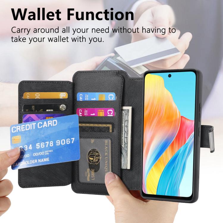 CaseNeo MagSafe RFID Anti-theft Zipper Wallet Retro Leather Phone Case, For OPPO A58 4G