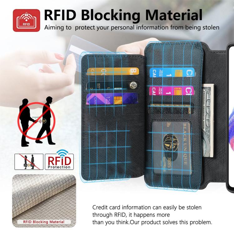 CaseNeo MagSafe RFID Anti-theft Zipper Wallet Retro Leather Phone Case, For OPPO A58 4G