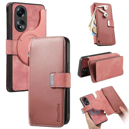 CaseNeo MagSafe RFID Anti-theft Zipper Wallet Retro Leather Phone Case, For OPPO A78 5G
