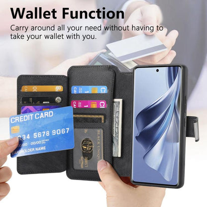 CaseNeo MagSafe RFID Anti-theft Zipper Wallet Retro Leather Phone Case, For OPPO Reno10 5G Global