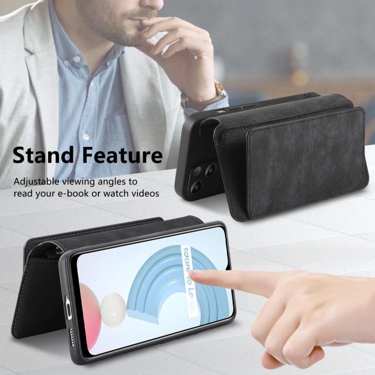 CaseNeo MagSafe RFID Anti-theft Zipper Wallet Retro Leather Phone Case, Compatible with Realme C21Y