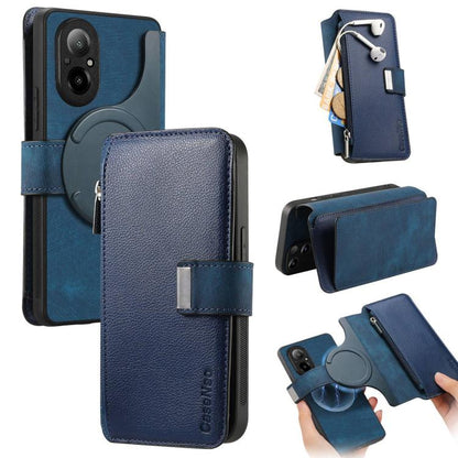 CaseNeo MagSafe RFID Anti-theft Zipper Wallet Retro Leather Phone Case, Compatible with Realme C67 4G