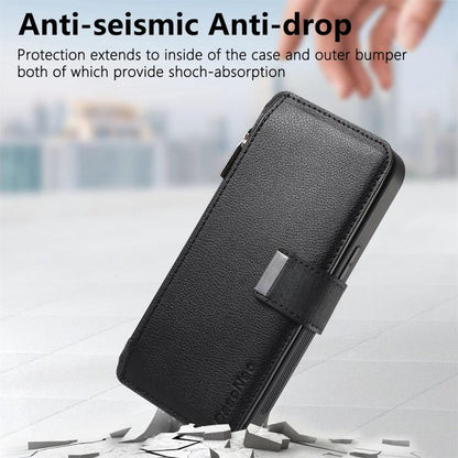 CaseNeo MagSafe RFID Anti-theft Zipper Wallet Retro Leather Phone Case, Compatible with Realme 13+ 5G