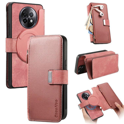 CaseNeo MagSafe RFID Anti-theft Zipper Wallet Retro Leather Phone Case, Compatible with Realme 13+ 5G