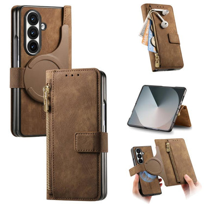 Retro MagSafe Magnetic Zipper Wallet Leather Phone Case