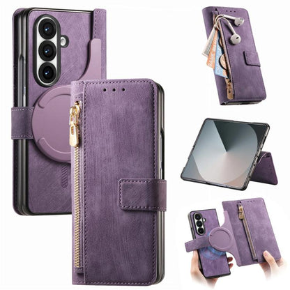 Retro MagSafe Magnetic Zipper Wallet Leather Phone Case