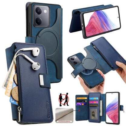 CaseNeo MagSafe RFID Anti-theft Zipper Wallet Retro Leather Phone Case, Compatible with vivo Y300+ / Y200 Pro