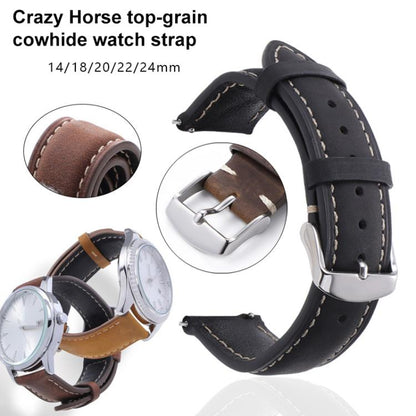 xDfind Retro Crazy Horse Texture Leather Watch Band, 14mm