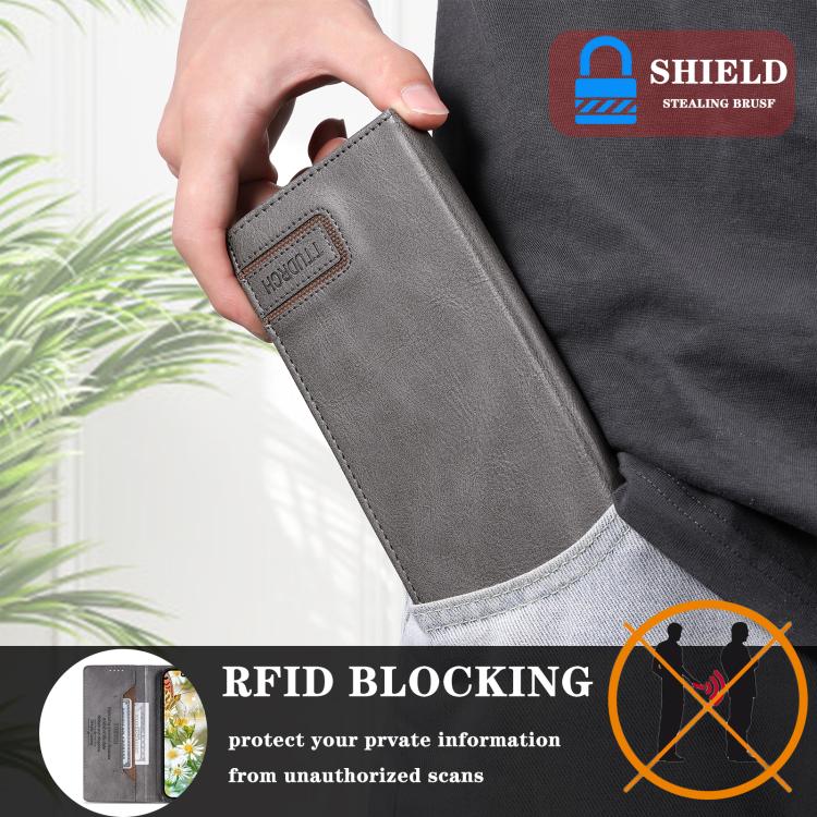 TTUDRCH RFID Retro Texture Magnetic Leather Phone Case, Compatible with Motorola Edge 60 Pro