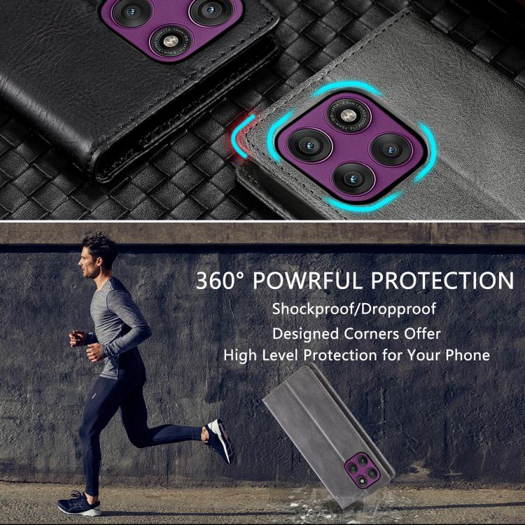 TTUDRCH RFID Retro Texture Magnetic Leather Phone Case, Compatible with Motorola Edge 60 Pro