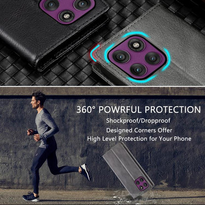 TTUDRCH RFID Retro Texture Magnetic Leather Phone Case, Compatible with Motorola Edge 60 Pro