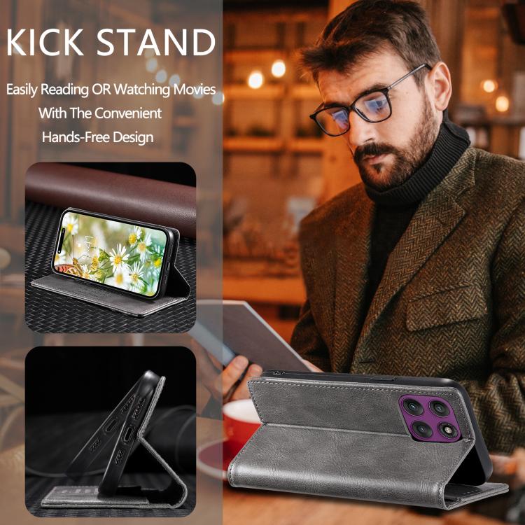 TTUDRCH RFID Retro Texture Magnetic Leather Phone Case, Compatible with Motorola Edge 60 Pro