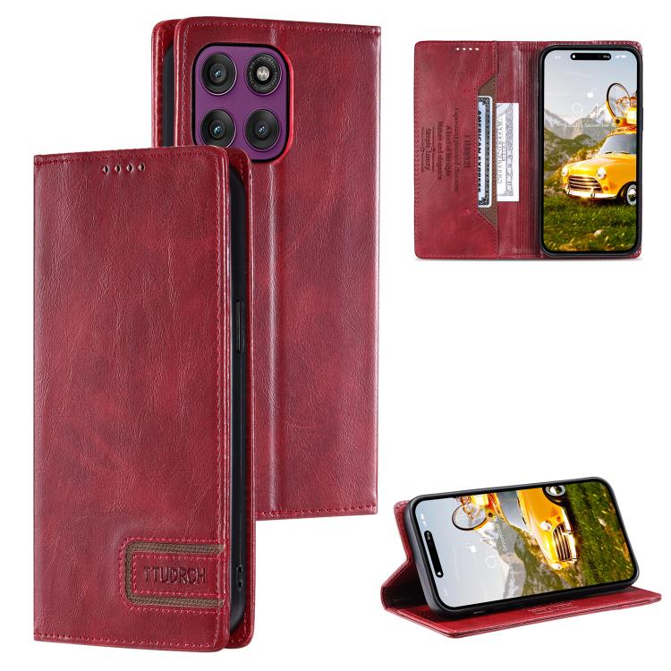 TTUDRCH RFID Retro Texture Magnetic Leather Phone Case, Compatible with Motorola Edge 60 Pro