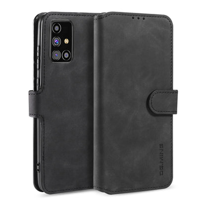 DG.MING Retro Oil Side Horizontal Flip Case with Holder & Card Slots & Wallet, Compatible with Samsung Galaxy M31s