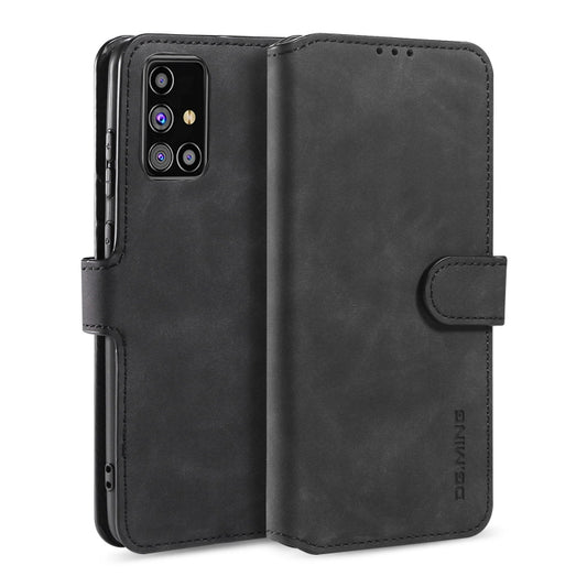 DG.MING Retro Oil Side Horizontal Flip Case with Holder & Card Slots & Wallet, Compatible with Samsung Galaxy M31s