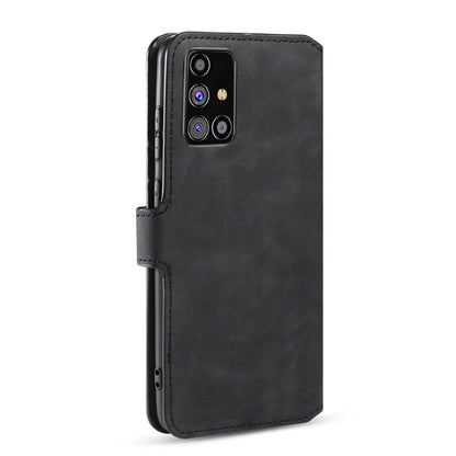 DG.MING Retro Oil Side Horizontal Flip Case with Holder & Card Slots & Wallet, Compatible with Samsung Galaxy M31s
