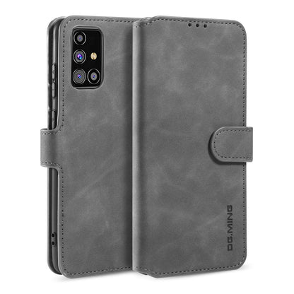 DG.MING Retro Oil Side Horizontal Flip Case with Holder & Card Slots & Wallet, Compatible with Samsung Galaxy M31s