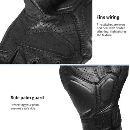 GHOST RACING GR-ST11 Retro Motorcycle Genuine Leather Touch Screen Full Finger Gloves, XL