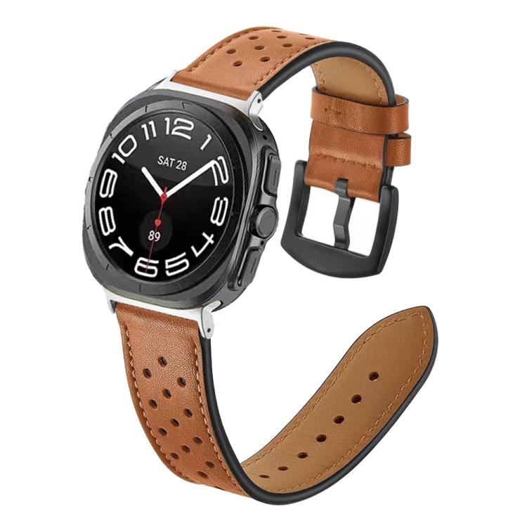 Hole Retro Leather Watch Band, Compatible with Samsung Galaxy Watch Ultra 47mm / Ultra 2025