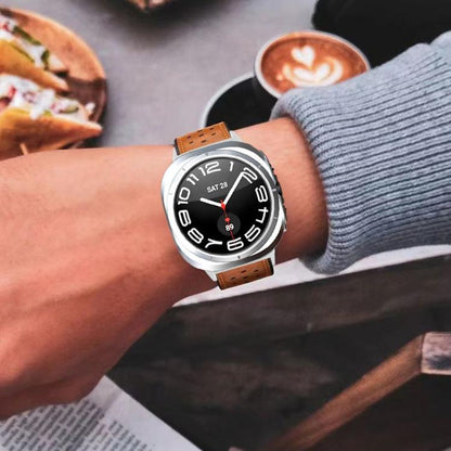 Hole Retro Leather Watch Band, Compatible with Samsung Galaxy Watch Ultra 47mm / Ultra 2025