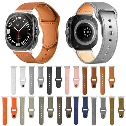 Rivet Reverse Buckle Leather Watch Band, Compatible with Samsung Galaxy Watch Ultra 47mm / Ultra 2025