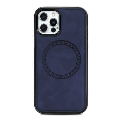 Retro Business Round Embossing Magnetic PU + TPU Protective Case