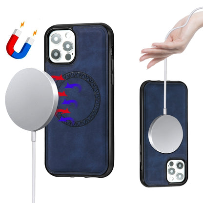 Retro Business Round Embossing Magnetic PU + TPU Protective Case