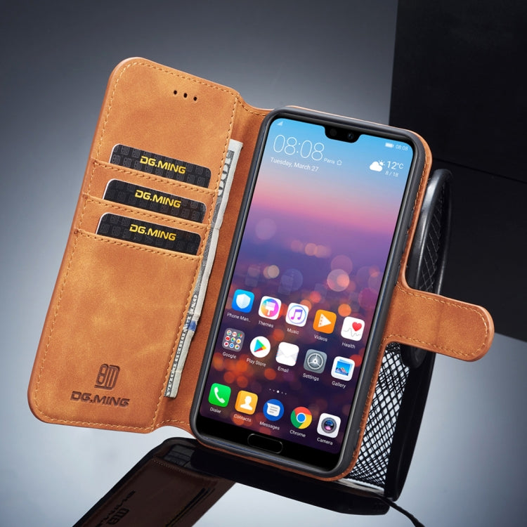 DG.MING Retro Oil Side Horizontal Flip Case compatible with Huawei P20 Lite / Nova 3e, with Holder & Card Slots & Wallet, Huawei P20 Lite / Nova 3e