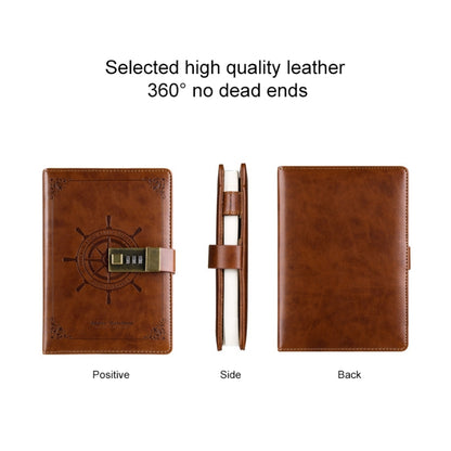 B6 Retro PU Cover Sailor Notebook Diary Book with Password Lock
