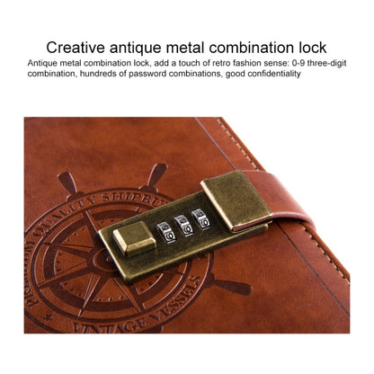 B6 Retro PU Cover Sailor Notebook Diary Book with Password Lock