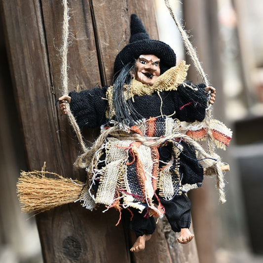 Halloween Retro Witch Ornaments Broom Ghost Hang Up Props Halloween House Decoration Festive Party Supplies Halloween Pendant
