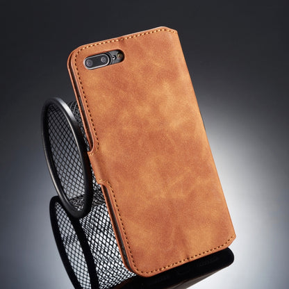DG.MING Retro Oil Side Horizontal Flip Case compatible with iPhone 8 Plus & 7 Plus, with Holder & Card Slots & Wallet, iPhone 8 Plus & 7 Plus