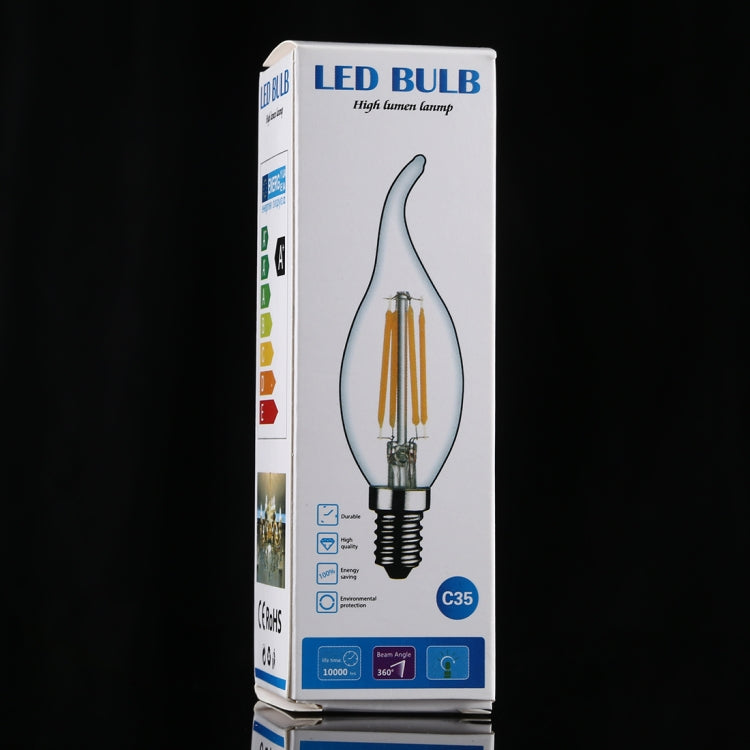 C35 E14 4W 4 LEDs 300 LM 3000K Dimmable Retro LED Filament Light Bulb Energy Saving Light, AC 220V
