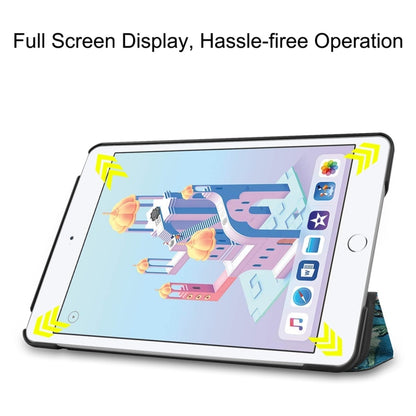 Graffiti Pattern Custer Texture Horizontal Flip PU Leather Case for iPad Mini 2019 / Mini 4 , with Three-folding Holder & Sleep / Wake-up Function