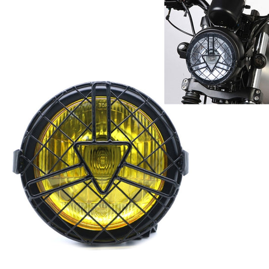 Motorcycle Arrowhead Reticular Retro Lamp LED Headlight Modification Accessories compatible with CG125 / GN125, DM-DD-1995 (Yellow)