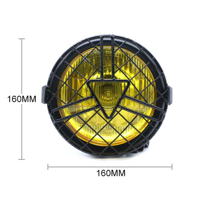Motorcycle Arrowhead Reticular Retro Lamp LED Headlight Modification Accessories compatible with CG125 / GN125, DM-DD-1995 (Yellow)