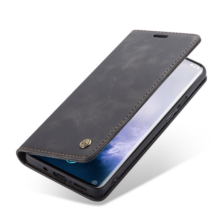 CaseMe-013 Multifunctional Retro Frosted Horizontal Flip Leather Case for OnePlus 7 Pro, with Card Slot & Holder & Zipper Wallet & Photo Frame, Compatible with OnePlus 7 Pro