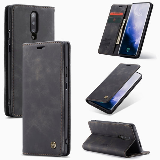 CaseMe-013 Multifunctional Retro Frosted Horizontal Flip Leather Case for OnePlus 7 Pro, with Card Slot & Holder & Zipper Wallet & Photo Frame, Compatible with OnePlus 7 Pro