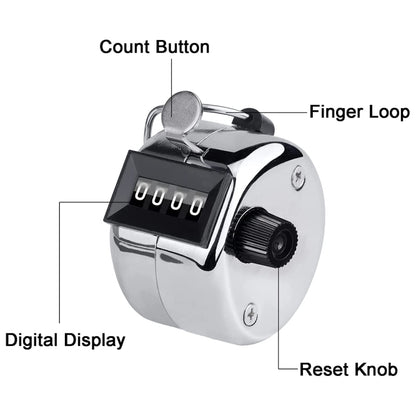 Retro Style 0.8 inch 4-digit Screen Mechanical Manual Metal Counter, Manual Metal Counter
