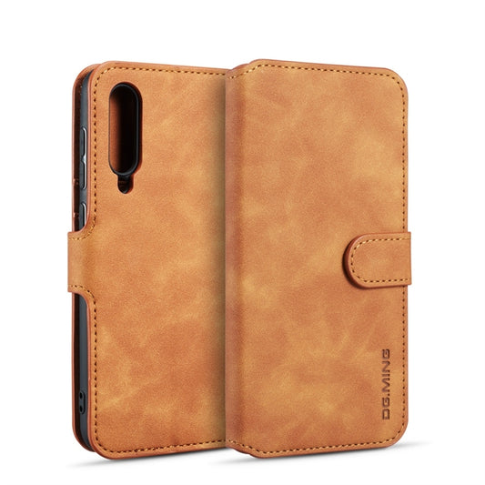 DG.MING Retro Oil Side Horizontal Flip Case compatible with Galaxy A50, with Holder & Card Slots & Wallet, Galaxy A50