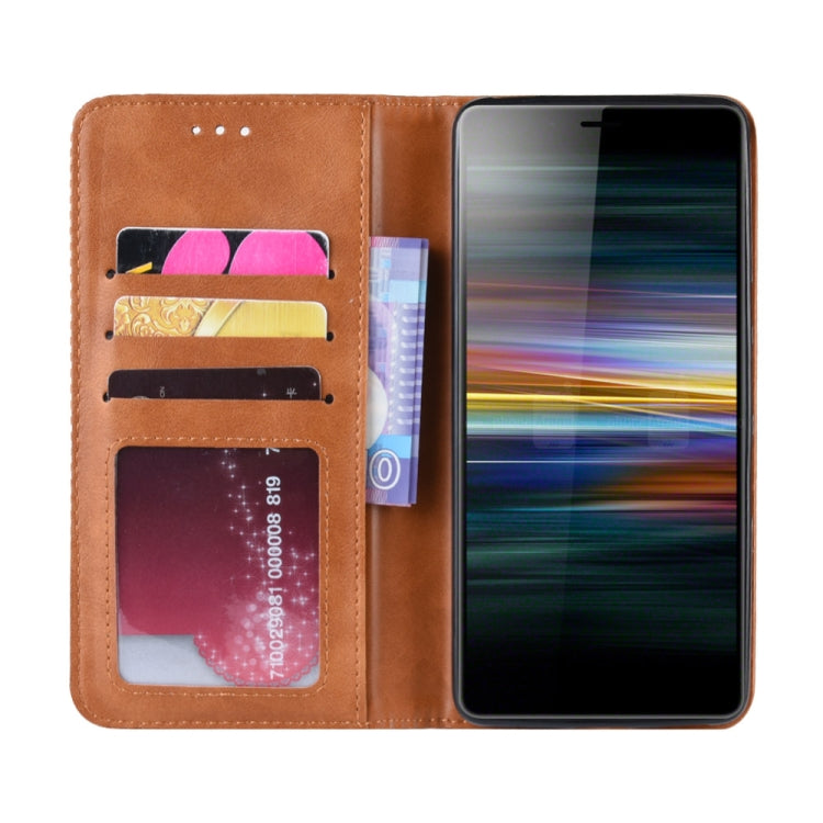 Magnetic Snap Retro Crazy Horse Texture Horizontal Flip Leather Case compatible with Sony Xperia L3, with Holder & Card Slots & Photo Frame, Compatible with Sony Xperia L3