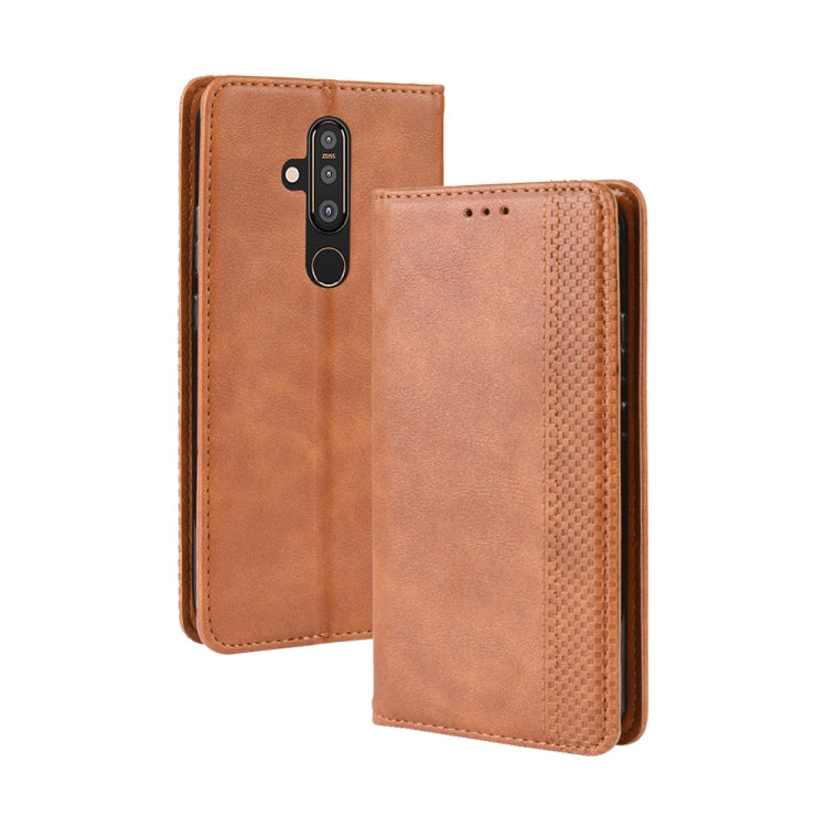 Magnetic Buckle Retro Crazy Horse Texture Horizontal Flip Leather Case compatible with NOKIA X71（8.1Plus)