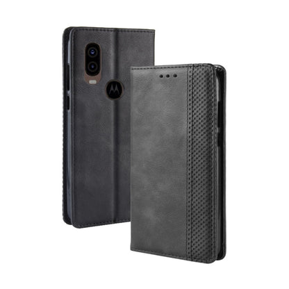 Magnetic Buckle Retro Crazy Horse Texture Horizontal Flip Leather Case for Motorola One Vision , with Holder & Card Slots & Photo Frame