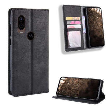 Magnetic Buckle Retro Crazy Horse Texture Horizontal Flip Leather Case for Motorola One Vision , with Holder & Card Slots & Photo Frame