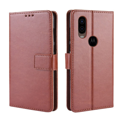 Retro Crazy Horse Texture Horizontal Flip Leather Case for Motorola One Vision , with Holder & Card Slots & Photo Frame
