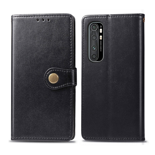 Compatible with Xiaomi Note 10 Lite Retro Solid Color Leather Buckle Phone Case with Lanyard & Photo Frame & Card Slot & Wallet & Stand Function